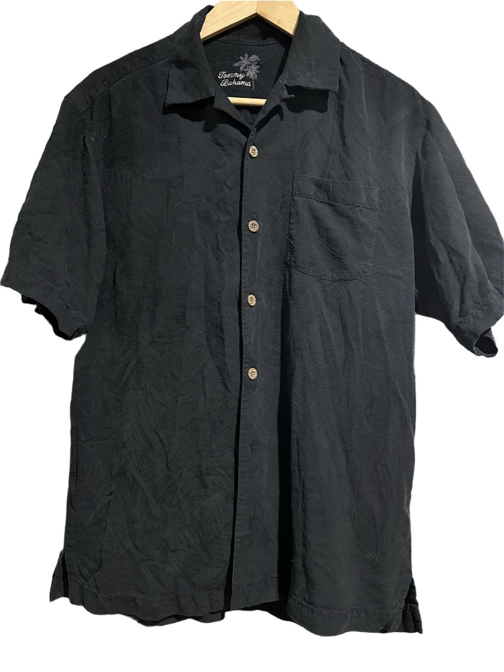 Tommy Bahama Silk Men’s Black Short-Sleeve Button-Up Shirt Size S